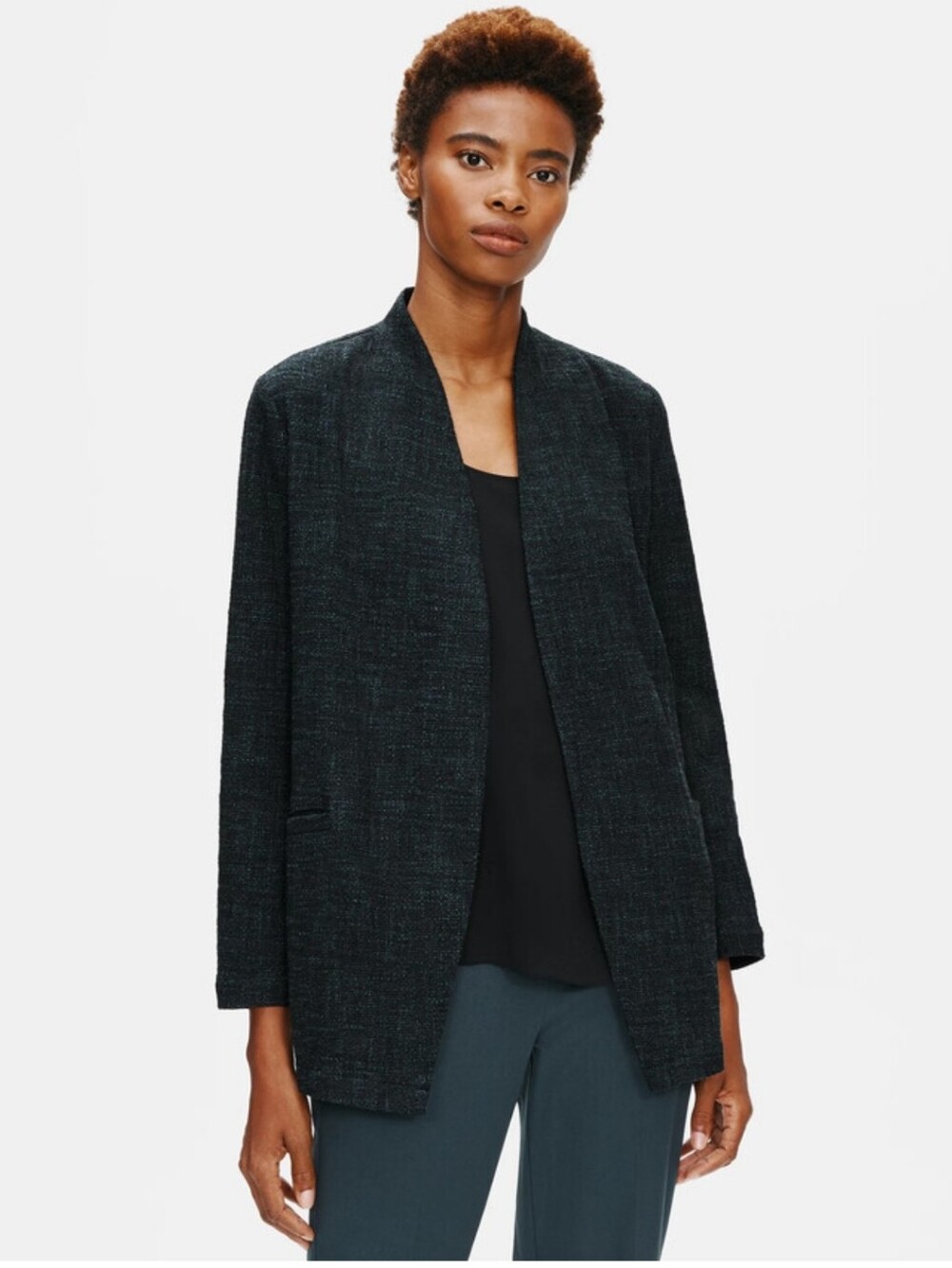 Eileen Fisher tweedy slub cotton jacket Sz 2X